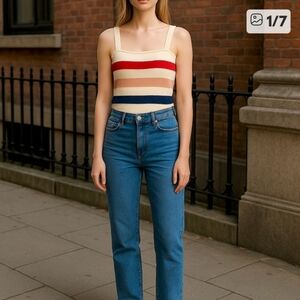 Moon & Madison Sleeveless Striped Sweater Tank